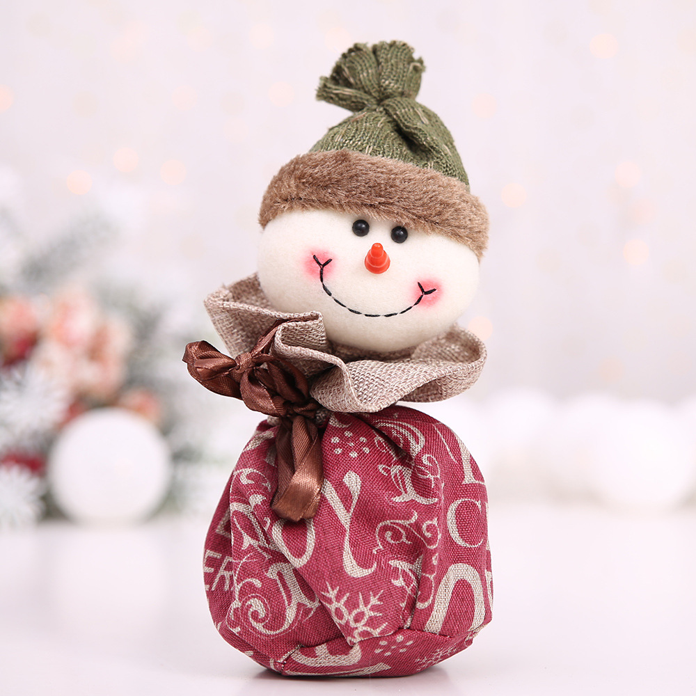 Christmas Decoration Items Christmas Stamp English Linen Drawstring Bag Candy Gift Bags For Children